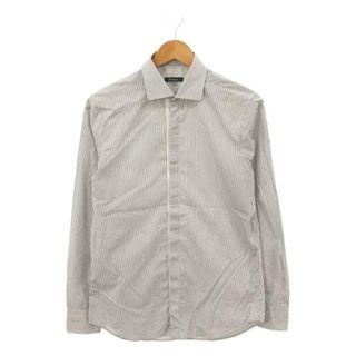 ベルルッティ(Berluti)のBERLUTI / ベルルッティ | コットン ストライプ 比翼シャツ | A38 | ホワイト / ブラック | メンズ(Tシャツ/カットソー(七分/長袖))