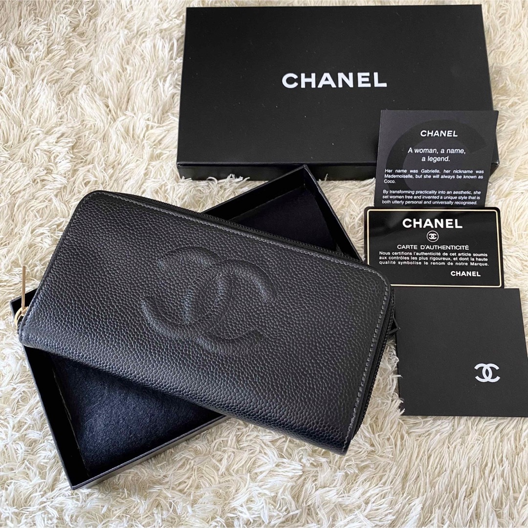 CHANEL(シャネル)の美品✨CHANEL シャネル ラウンドファスナー キャビアスキン 長財布 レディースのファッション小物(財布)の商品写真