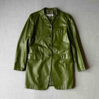 ジルサンダー(Jil Sander)のJIL SANDER ジルサンダー レザージャケット グリーン 34 イタリア製(ブルゾン)