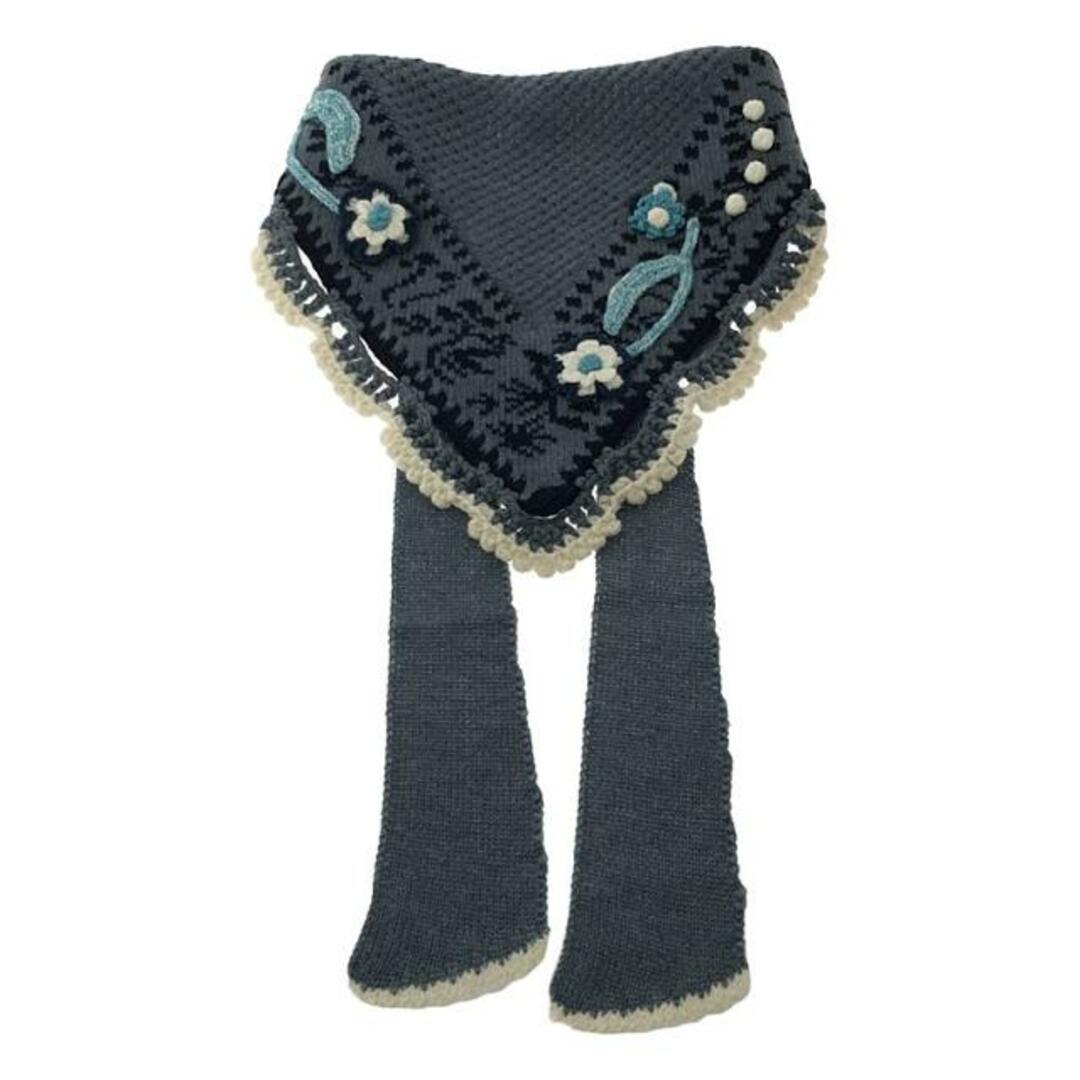 【新品】  Mame Kurogouchi / マメクロゴウチ | 2022AW | floral motif hand-knitted scarf / フローラル ニット スカーフ | 1 | blue レディースのファッション小物(ストール/パシュミナ)の商品写真