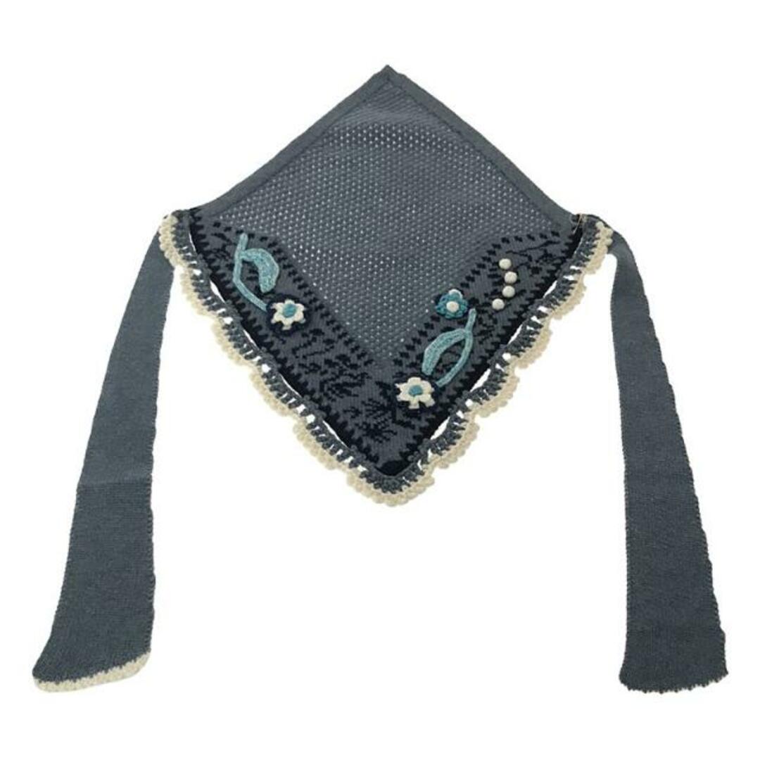 【新品】  Mame Kurogouchi / マメクロゴウチ | 2022AW | floral motif hand-knitted scarf / フローラル ニット スカーフ | 1 | blue レディースのファッション小物(ストール/パシュミナ)の商品写真