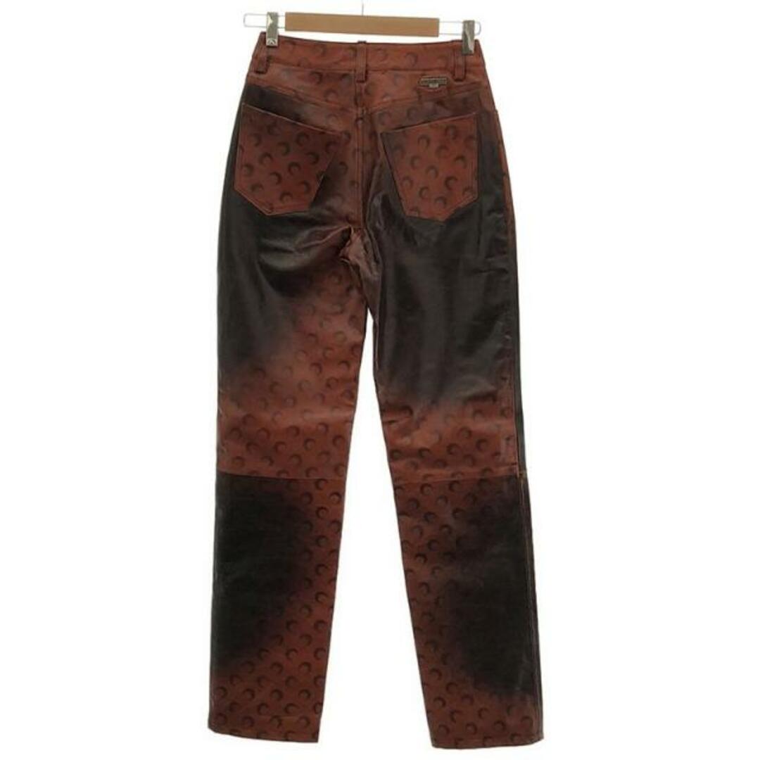 【新品】  MARINE SERRE / マリーンセル | airbrushed crafted pants / 羊革 ラムレザー 総柄 レザーパンツ / 総裏地 | 36 | ブラウン系 | レディース レディースのパンツ(その他)の商品写真