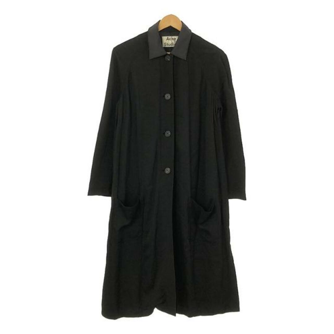 Acne Studios / アクネストゥディオズ | JOYCE LI MIX COAT リネンミックス 襟切替 エルボーパッチ ステンカラーコート | 32 | ブラック | レディース レディースのジャケット/アウター(その他)の商品写真