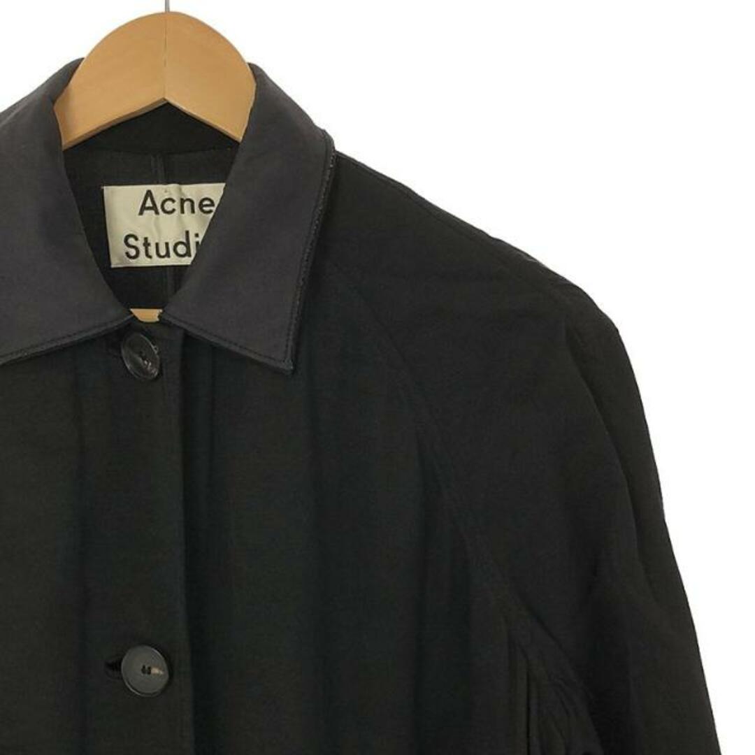 Acne Studios / アクネストゥディオズ | JOYCE LI MIX COAT リネンミックス 襟切替 エルボーパッチ ステンカラーコート | 32 | ブラック | レディース レディースのジャケット/アウター(その他)の商品写真