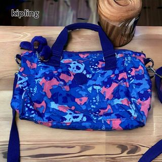 kipling - 美品 kipring キプリング ブルー マルチカラー ショルダー バッグ