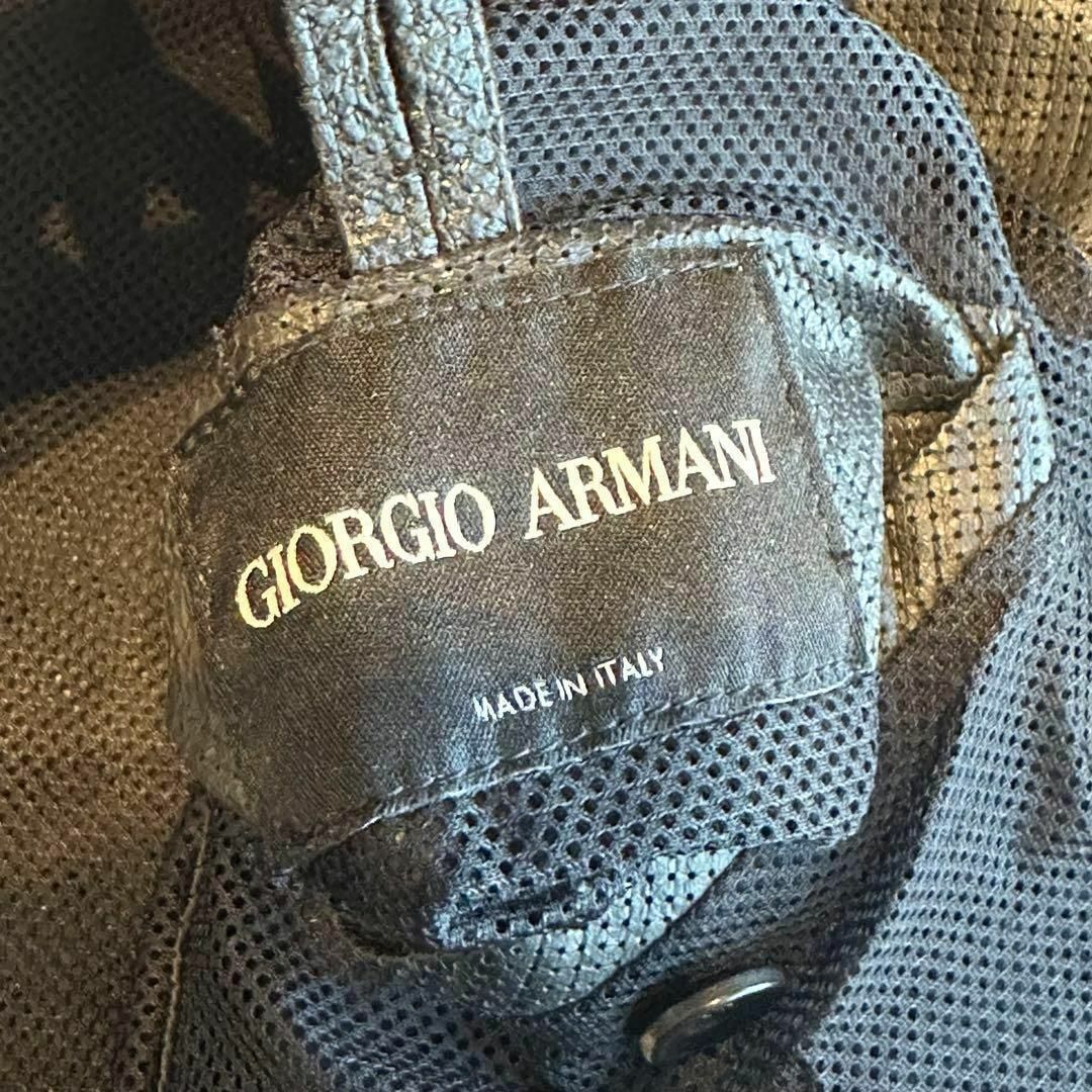 Giorgio Armani(ジョルジオアルマーニ)のジョルジオアルマーニ　パンチングレザージャケット　50サイズ　黒　メッシュ メンズのジャケット/アウター(レザージャケット)の商品写真