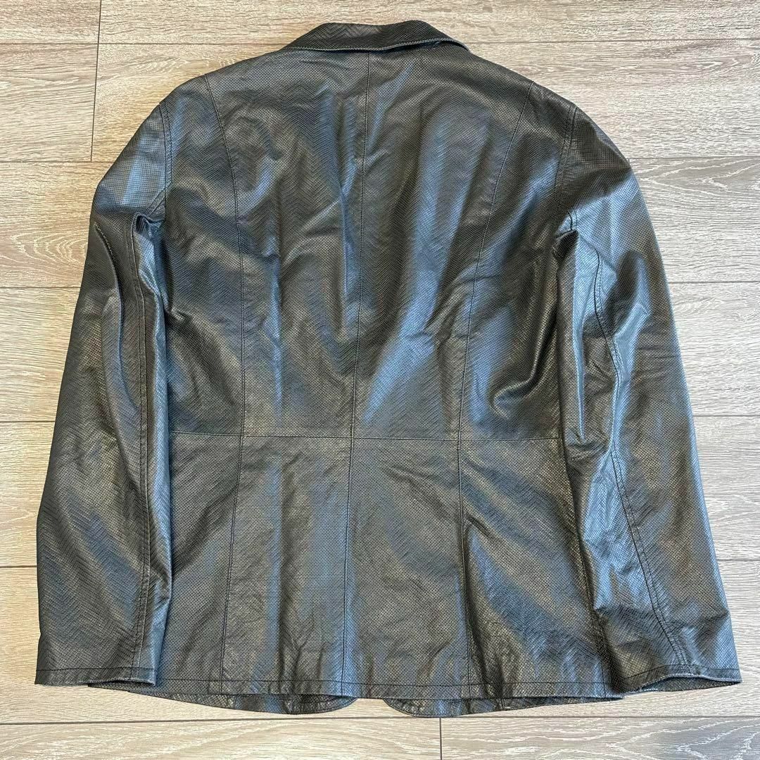 Giorgio Armani(ジョルジオアルマーニ)のジョルジオアルマーニ　パンチングレザージャケット　50サイズ　黒　メッシュ メンズのジャケット/アウター(レザージャケット)の商品写真