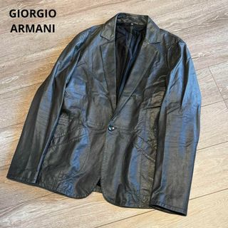 ジョルジオアルマーニ(Giorgio Armani)のジョルジオアルマーニ　パンチングレザージャケット　50サイズ　黒　メッシュ(レザージャケット)