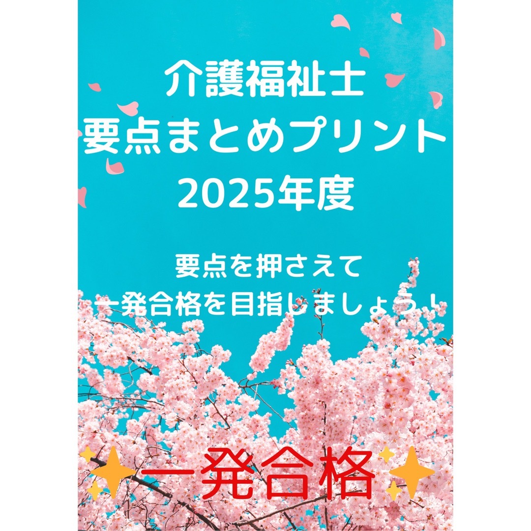 介護福祉士　国家試験対策　要点まとめプリント エンタメ/ホビーの本(語学/参考書)の商品写真