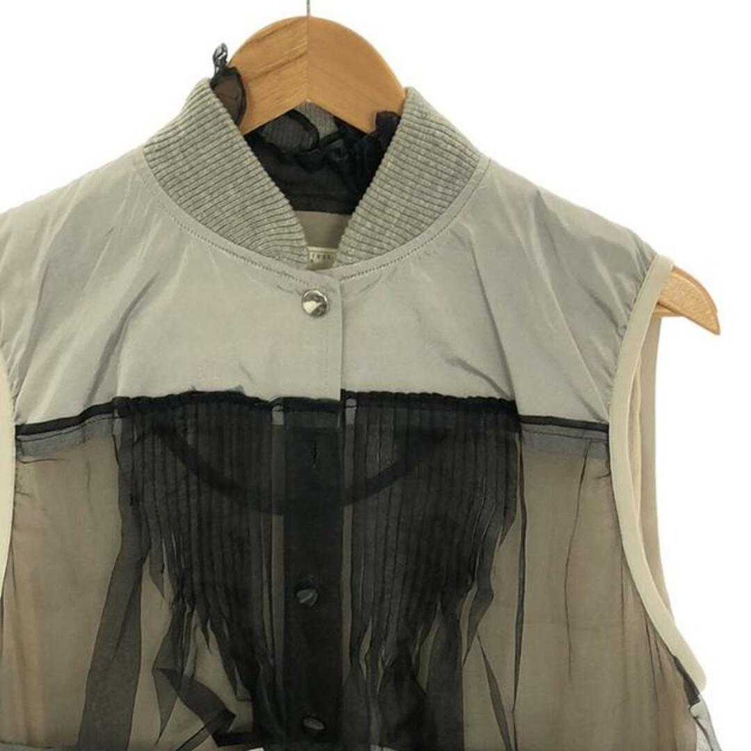 sacai(サカイ)のsacai / サカイ | MA-1 ドッキング レース シフォン ハイブリッド ノースリーブ ワンピース | 1 | グレー | レディース レディースのジャケット/アウター(その他)の商品写真