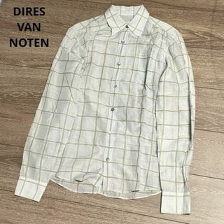 DRIES VAN NOTEN - ドリスヴァンノッテン　コットンシルク　シアーシャツ　透け　チェック　ライトブルー