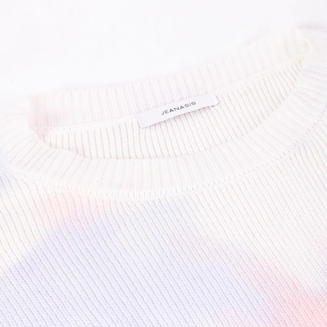 JEANASIS(ジーナシス)のJEANASIS　ジーナシス　綿　セーター　染め柄　白　青　オレンジ　フリー レディースのトップス(ニット/セーター)の商品写真