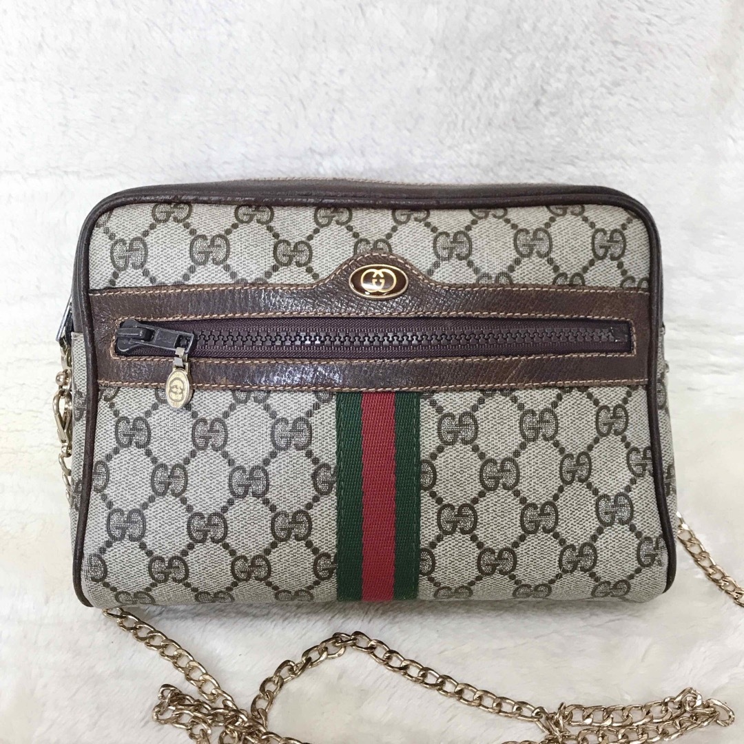 Gucci(グッチ)の希少 オールドグッチ シェリーライン チェーン ショルダーバッグ カメラバッグ レディースのバッグ(ショルダーバッグ)の商品写真