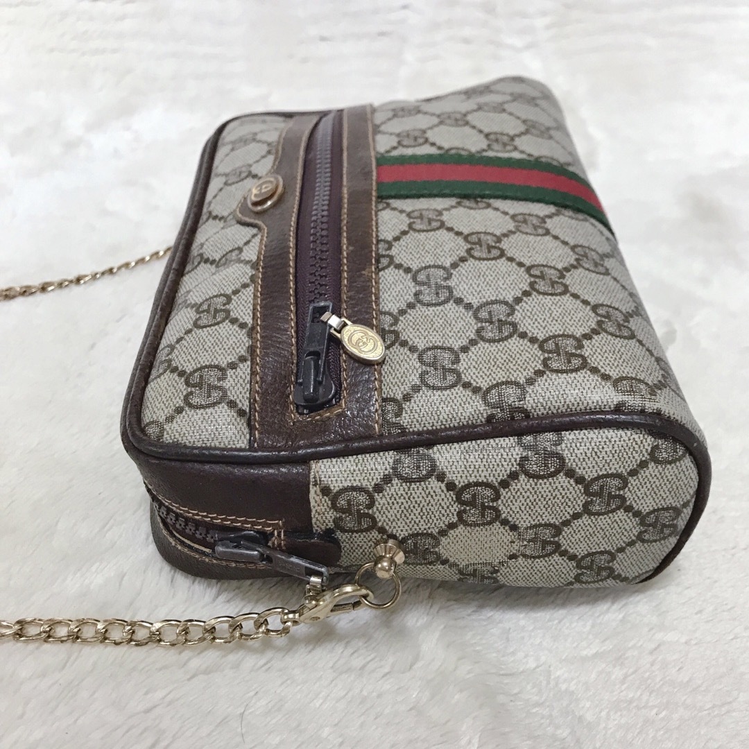 Gucci(グッチ)の希少 オールドグッチ シェリーライン チェーン ショルダーバッグ カメラバッグ レディースのバッグ(ショルダーバッグ)の商品写真