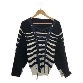 サカイ(sacai)のsacai / サカイ | 2017SS | バックレースアップ コットンボーダーニット | 2 | ネイビー×ホワイト | レディース(ニット/セーター)