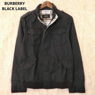 BURBERRY BLACK LABEL - バーバリーブラックレーベル　ノバチェック　ミリタリーブルゾン　黒　ホースロゴ　L