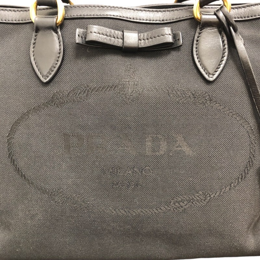 PRADA(プラダ)の　プラダ PRADA ジャガードロゴトート 1BA172 ブラック ゴールド金具 キャンパス レディース ハンドバッグ レディースのバッグ(ハンドバッグ)の商品写真