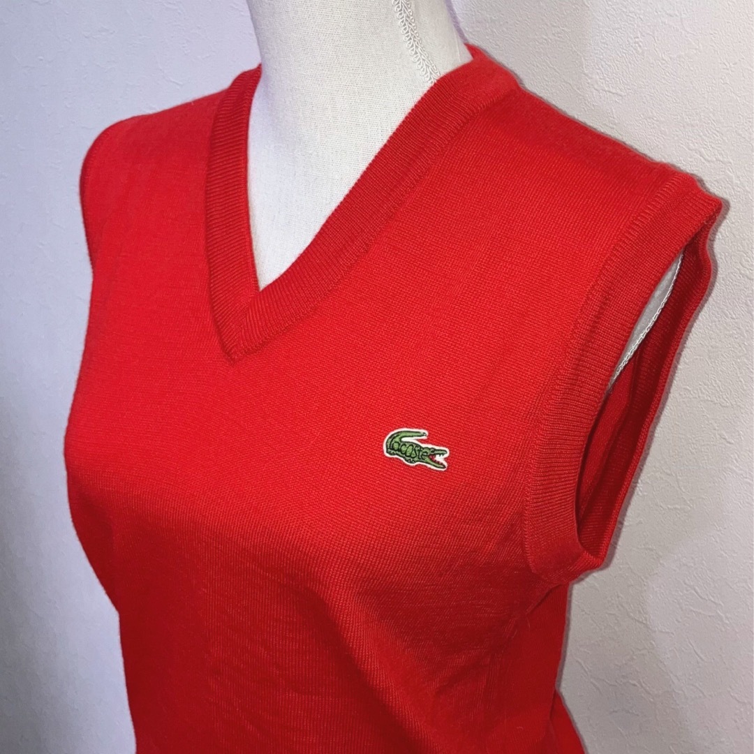 LACOSTE(ラコステ)の【美品 M〜L】LACOSTE ロゴ刺繍 ウールニットベスト レディースのトップス(ベスト/ジレ)の商品写真