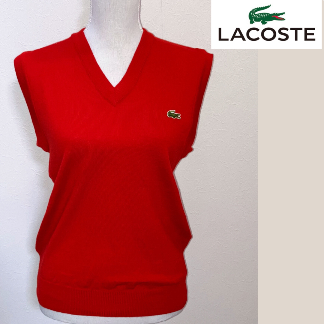 LACOSTE(ラコステ)の【美品 M〜L】LACOSTE ロゴ刺繍 ウールニットベスト レディースのトップス(ベスト/ジレ)の商品写真