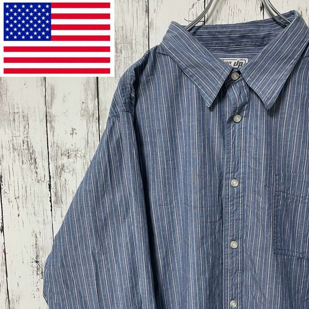 URBANUP アメリカ古着 ビックサイズ長袖ストライプシャツ 2XL メンズ メンズのトップス(シャツ)の商品写真