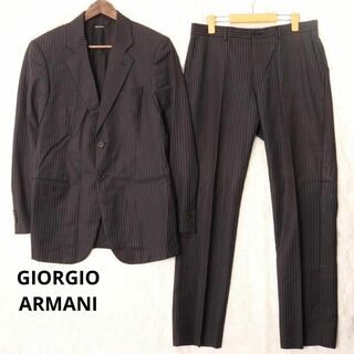 ジョルジオアルマーニ(Giorgio Armani)のジョルジオアルマーニ　現行黒タグ　セットアップスーツ　2B　ストライプ　４８(その他)