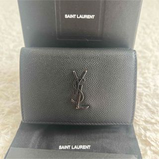 Saint Laurent - 綺麗！SAINT LAURENT サンローラン 三つ折り財布 折財布  黒×黒