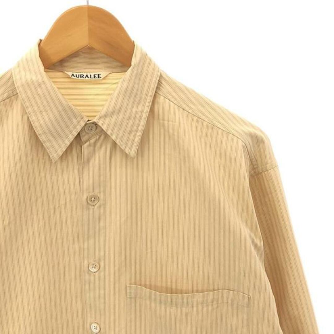 AURALEE(オーラリー)のAURALEE / オーラリー | WASHED FINX TWILL BIG SHIRTS ウォッシュドフィンクスツイル ビッグシャツ | 3 | アイボリーストライプ | メンズ メンズのトップス(Tシャツ/カットソー(七分/長袖))の商品写真