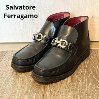 サルヴァトーレフェラガモ(Salvatore Ferragamo)のサルヴァトーレフェラガモ　ガンチーニ金具　ショートブーツ　アンクル　黒　6サイズ(ブーツ)