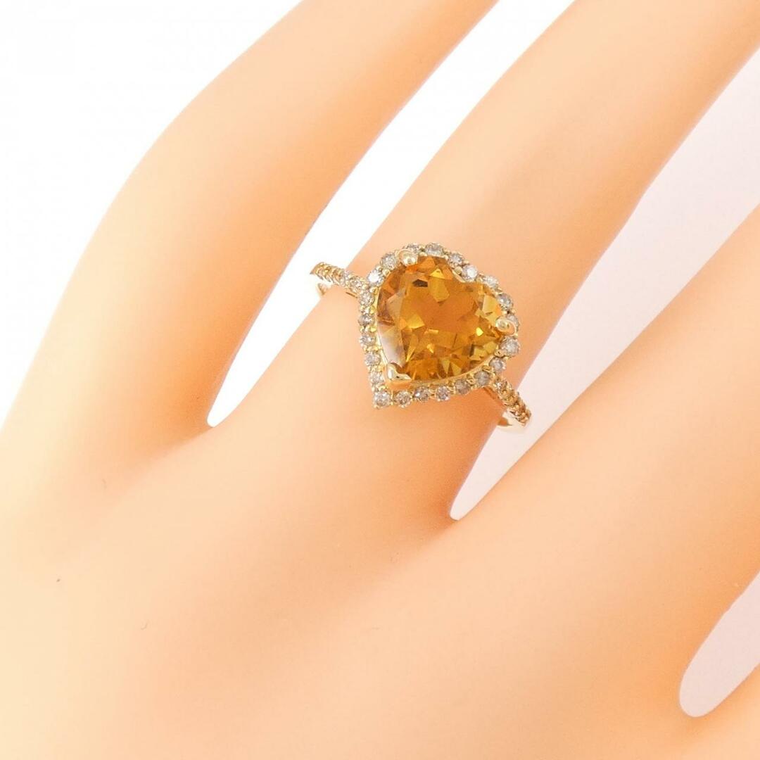 K18YG ハート シトリン リング 1.60CT レディースのアクセサリー(リング(指輪))の商品写真