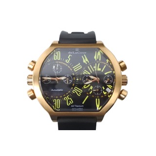 極美品 de la cour ドゥラクール ビクロノ ダブルタイムゾーン K18 750 メンズ 時計 中古 62424(腕時計(アナログ))