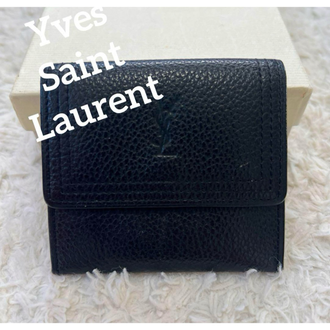 Yves Saint Laurent(イヴサンローラン)のヴィンテージ イヴサンローラン　 コインケース　 小銭入れ　 スクエア型　 黒 レディースのファッション小物(コインケース)の商品写真