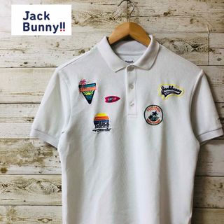 ジャックバニーバイパーリーゲイツ(JACK BUNNY!! BY PEARLY GATES)のジャックバニー 半袖 ポロシャツ ワッペン ホワイト(ウエア)