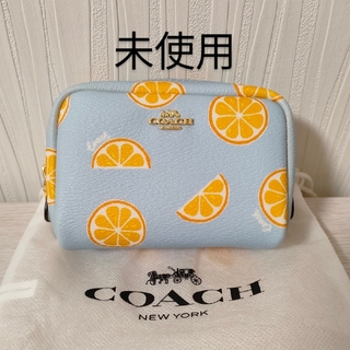 COACH - 未使用☆COACH　ポーチ　オレンジ柄　ミニポーチ