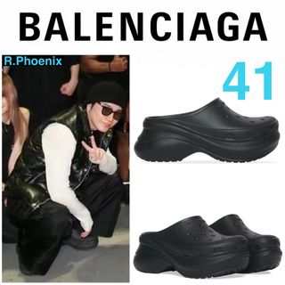 バレンシアガ(Balenciaga)の【BALENCIAGA】MEN'S CROCS MULE IN BLACK 41(スリッポン/モカシン)