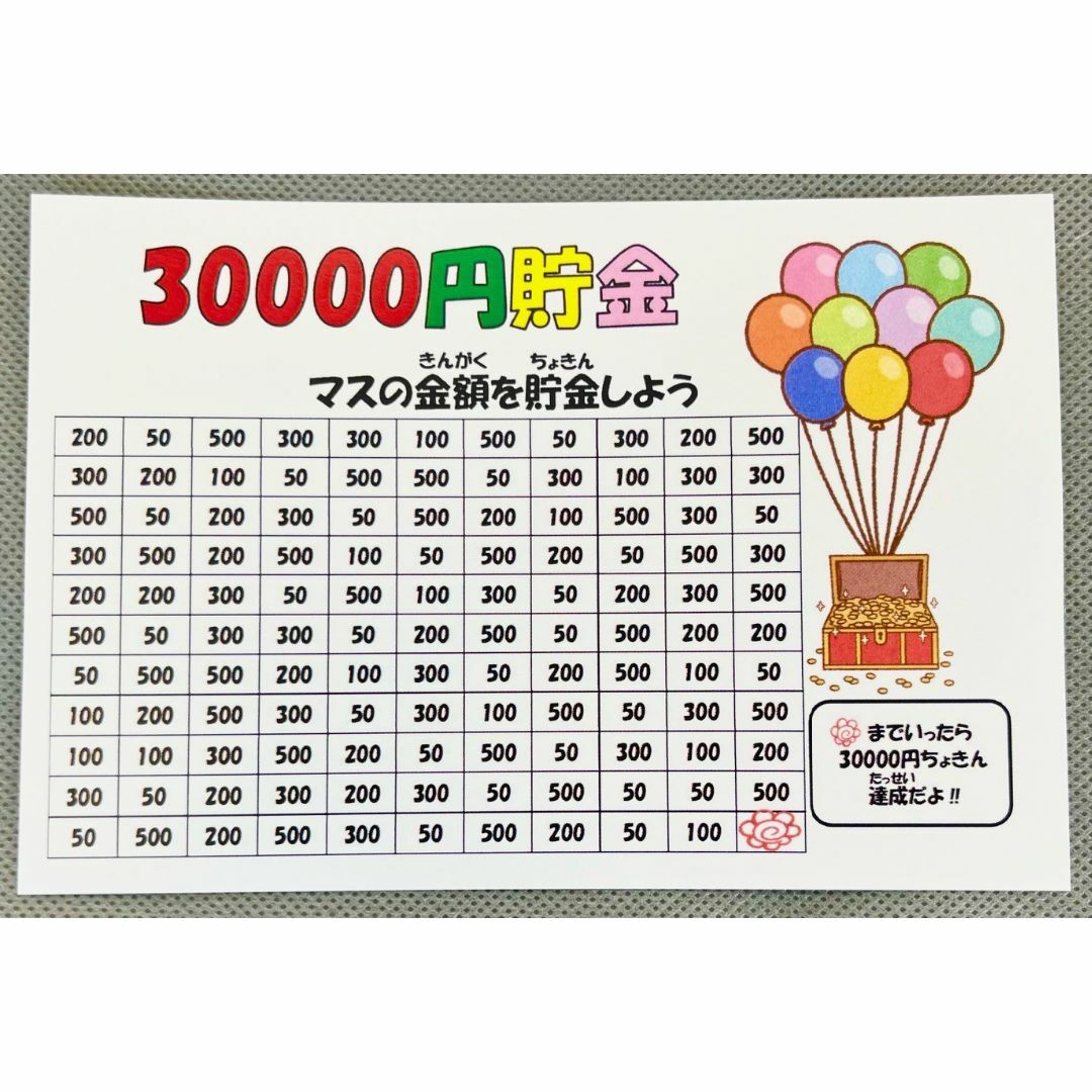 貯金用紙　マスの金額貯金　はがき　3枚　5000円　10000円　30000円 ハンドメイドの文具/ステーショナリー(その他)の商品写真