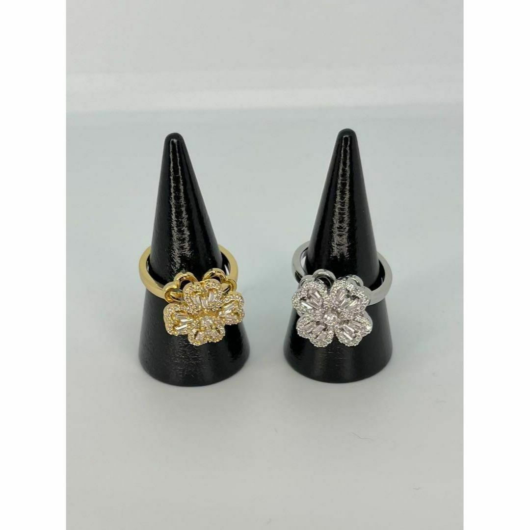 花　シルバー　ゴールド　リング　指輪　ジルコニア　宝石　ジュエリー レディースのアクセサリー(リング(指輪))の商品写真