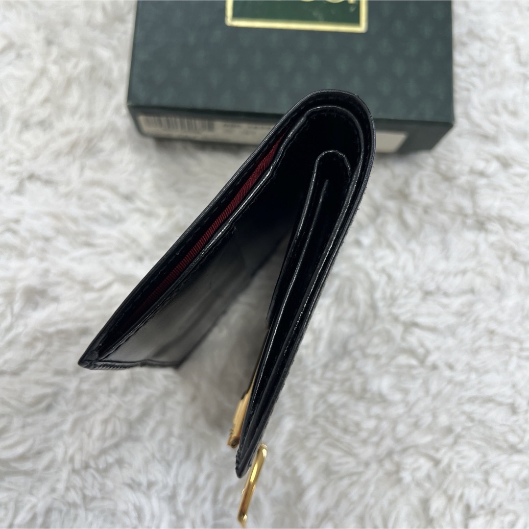 Gucci(グッチ)のヴィンテージGUCCI  グッチ  オールドグッチ 二つ折り財布　黒×ゴールド レディースのファッション小物(財布)の商品写真