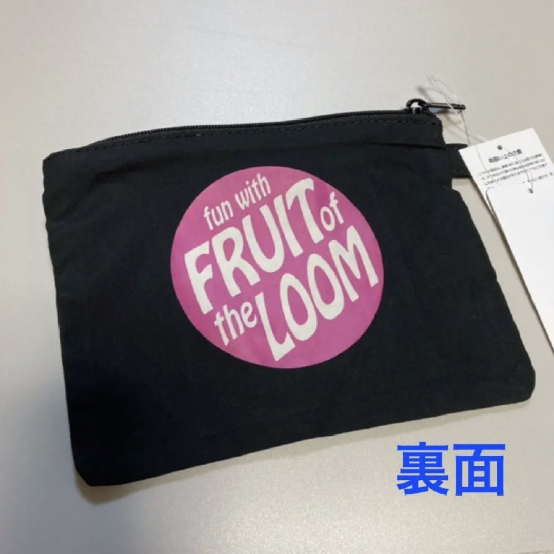 FRUIT OF THE LOOM(フルーツオブザルーム)の新品 フルーツオブザルーム ロゴ ポーチ フラットポーチ 小物入れ ブラック メンズのファッション小物(その他)の商品写真