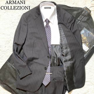 ARMANI COLLEZIONI - 【未使用級】アルマーニコレツォーニ スーツ グレー ストライプ ガーメントバッグ