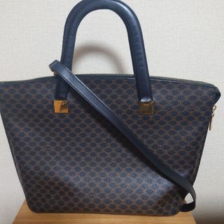 セリーヌ(celine)のCELINE　セリーヌ　マカダム　2ウェイ　バッグ　黒　ブラウン(ハンドバッグ)