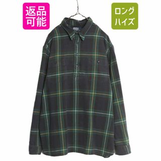 ラルフローレン(Ralph Lauren)の90s ポロ ラルフローレン チェック プルオーバー ヘビー フランネル シャツ メンズ XXL 古着 オールド ネルシャツ マルチカラー ポニー無し(シャツ)