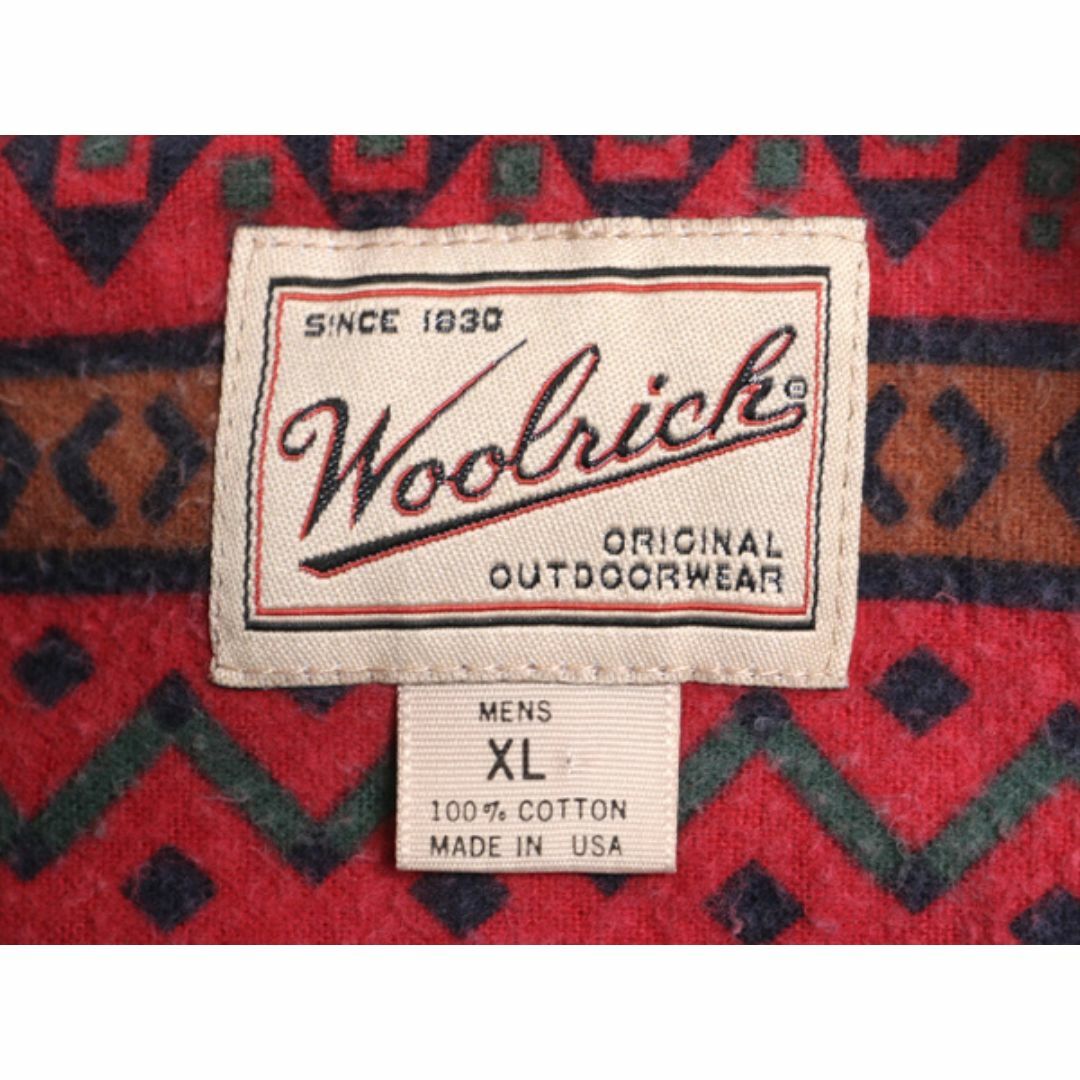 WOOLRICH(ウールリッチ)の90s USA製 ウールリッチ ネイティブ 総柄 ボタンダウン シャモア クロス シャツ メンズ XL 古着 オールド Woolrich ネルシャツ フランネル メンズのトップス(シャツ)の商品写真