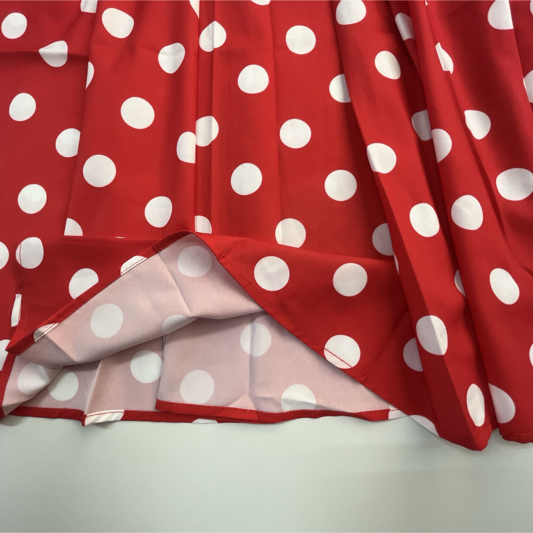 ワンピース ドレス L  赤 水玉 ドット ディズニー ミニー風 コスプレ レディースのワンピース(その他)の商品写真