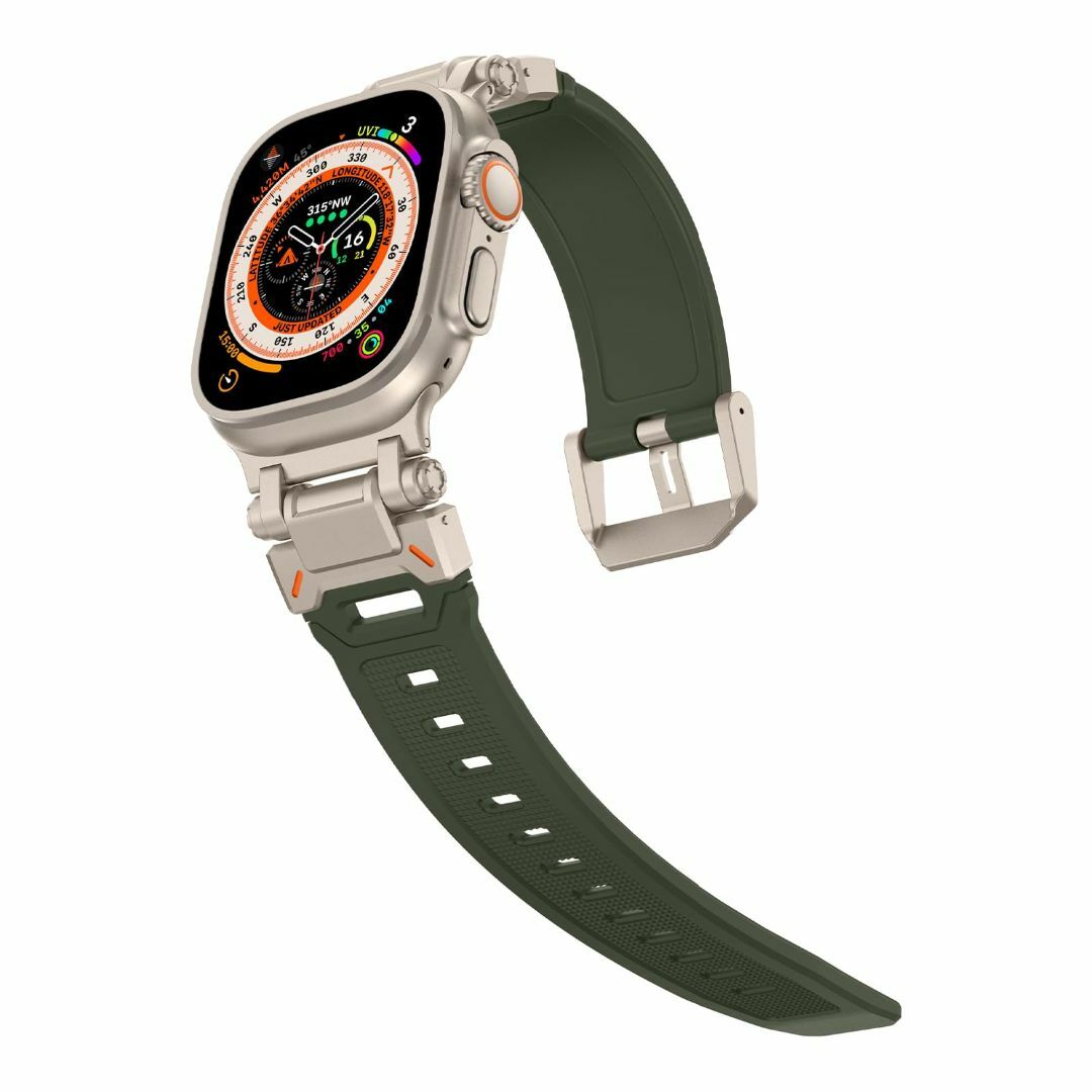 【色: グリーン/チタン】BinGeLi コンパチブル Apple Watch  スマホ/家電/カメラのスマホアクセサリー(その他)の商品写真