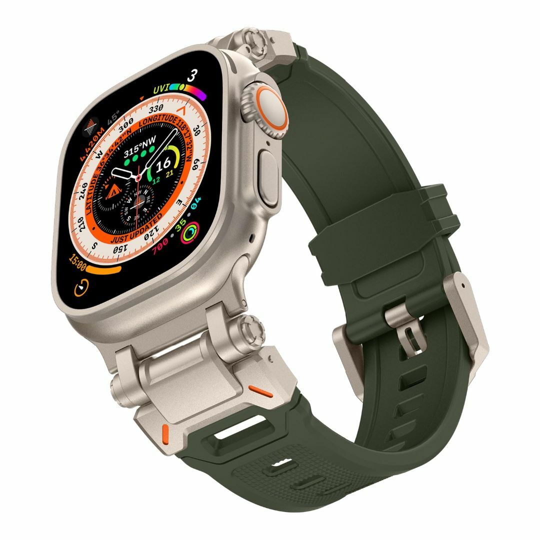 【色: グリーン/チタン】BinGeLi コンパチブル Apple Watch  スマホ/家電/カメラのスマホアクセサリー(その他)の商品写真