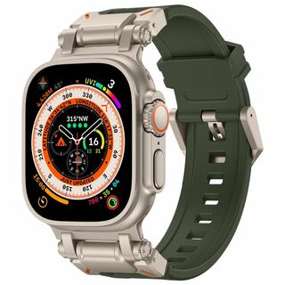 【色: グリーン/チタン】BinGeLi コンパチブル Apple Watch (その他)