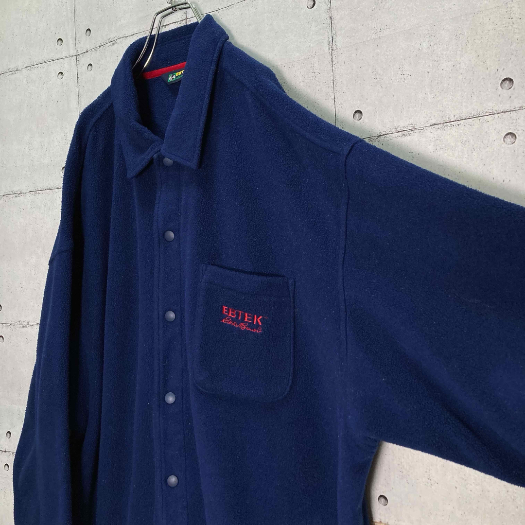 Eddie Bauer(エディーバウアー)の【希少】90s EBTEK フリースシャツジャケット  ネイビー XXL 長袖 メンズのトップス(シャツ)の商品写真