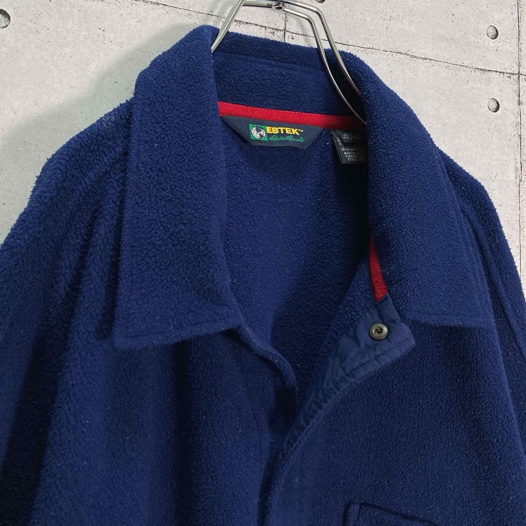 Eddie Bauer(エディーバウアー)の【希少】90s EBTEK フリースシャツジャケット  ネイビー XXL 長袖 メンズのトップス(シャツ)の商品写真