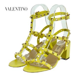 ヴァレンティノ(VALENTINO)のヴァレンティノ VALENTINO サンダル 靴 シューズ レザー イエロー ゴールド ロックスタッズ(サンダル)