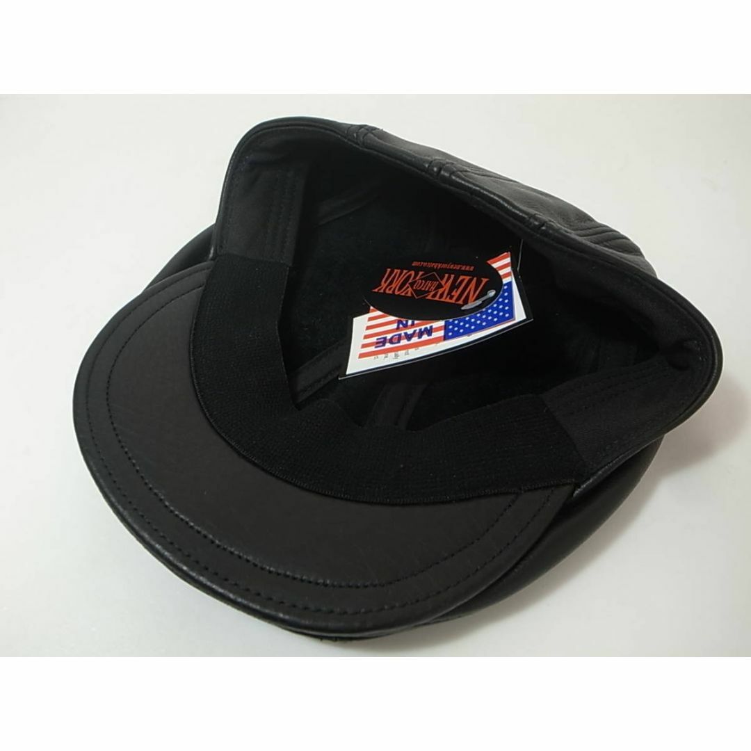 NEW YORK HAT(ニューヨークハット)のUSA製ニューヨークハットLamba 1900レザー本革製ハンチング黒S/M新品 メンズの帽子(ハンチング/ベレー帽)の商品写真